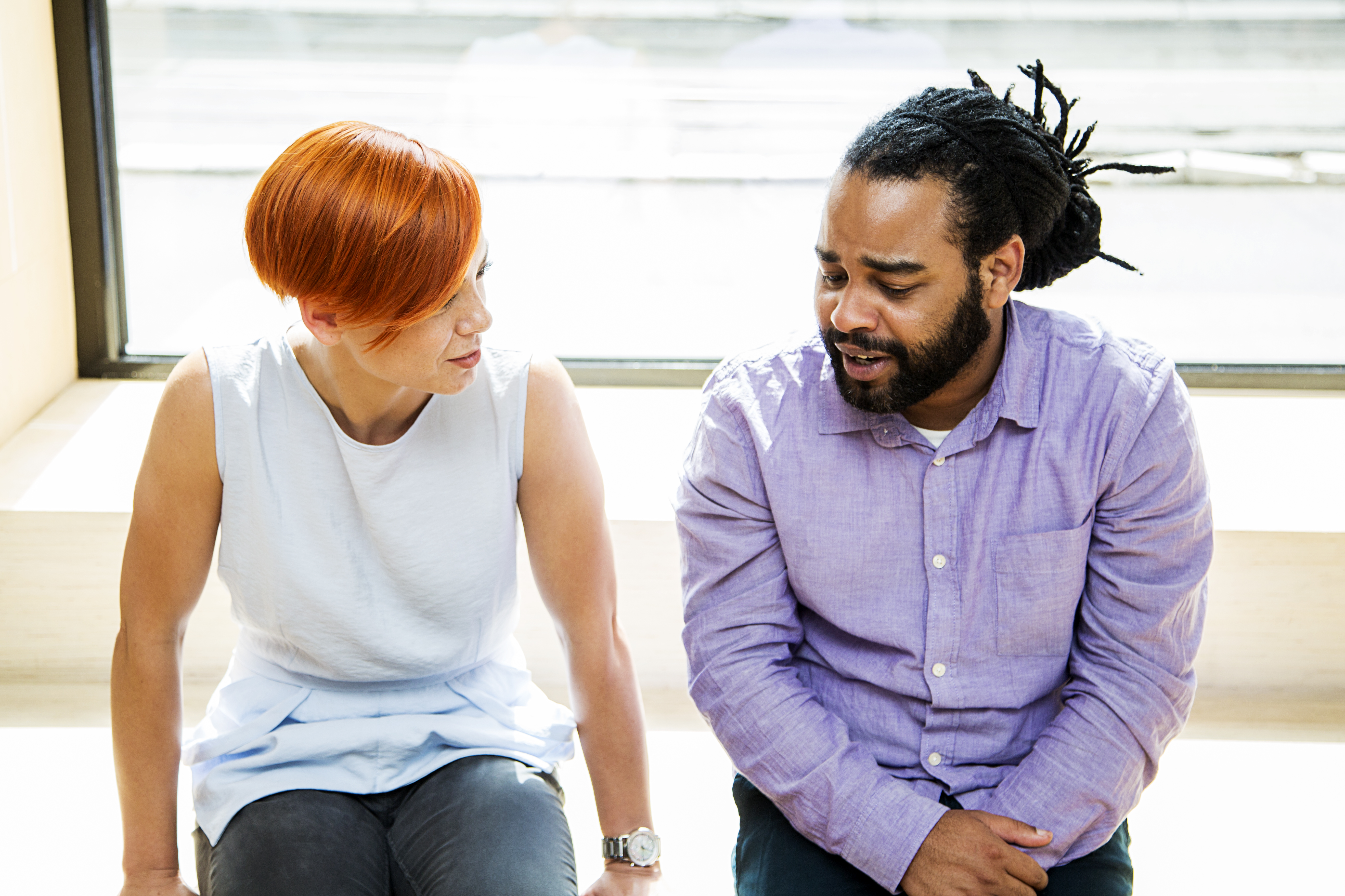 two people talking