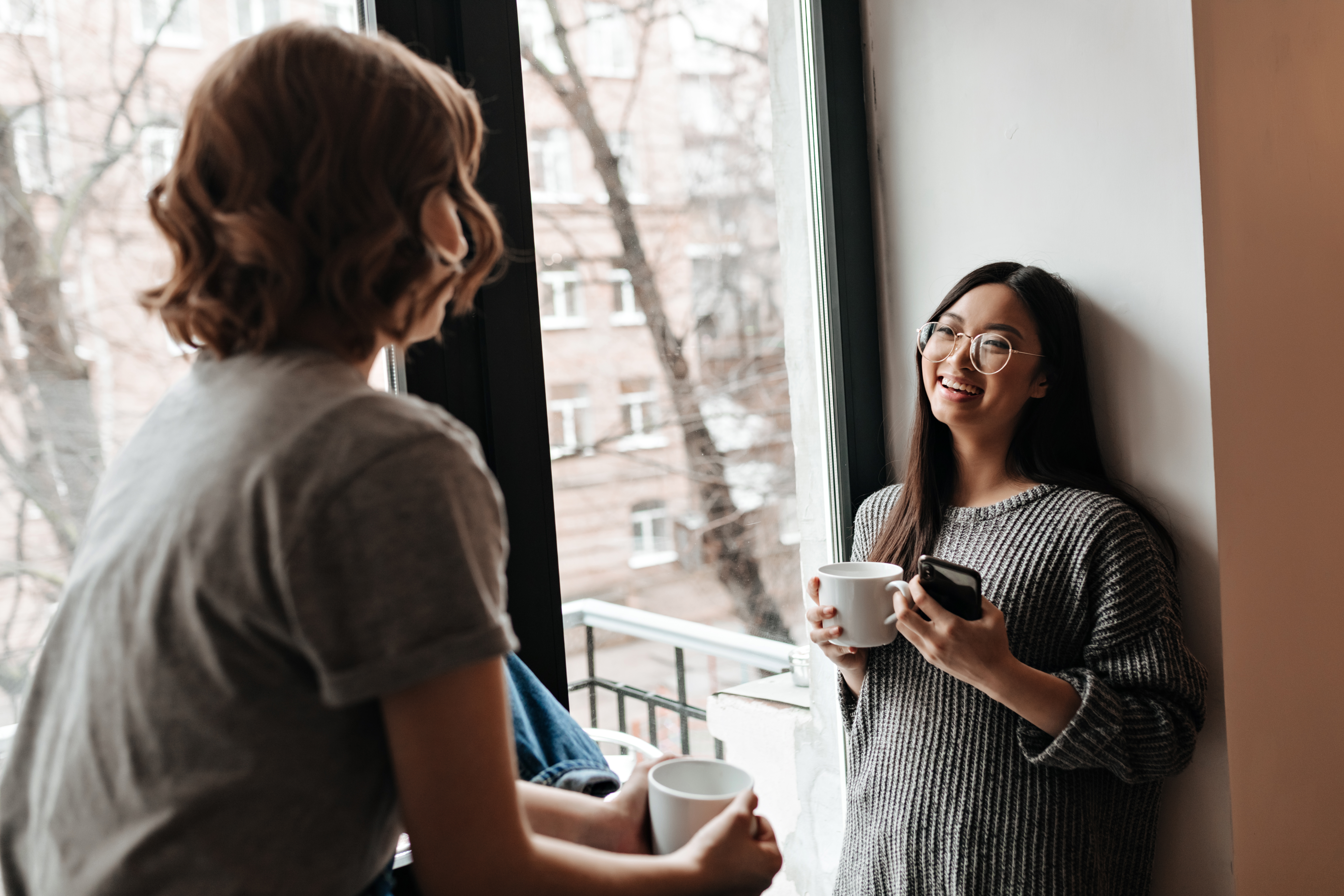 two people talking